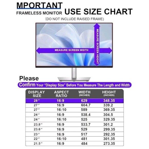 28" Upgrade Removable Computer Privacy Screen Filter For For Frameless... - Picture 3 of 11